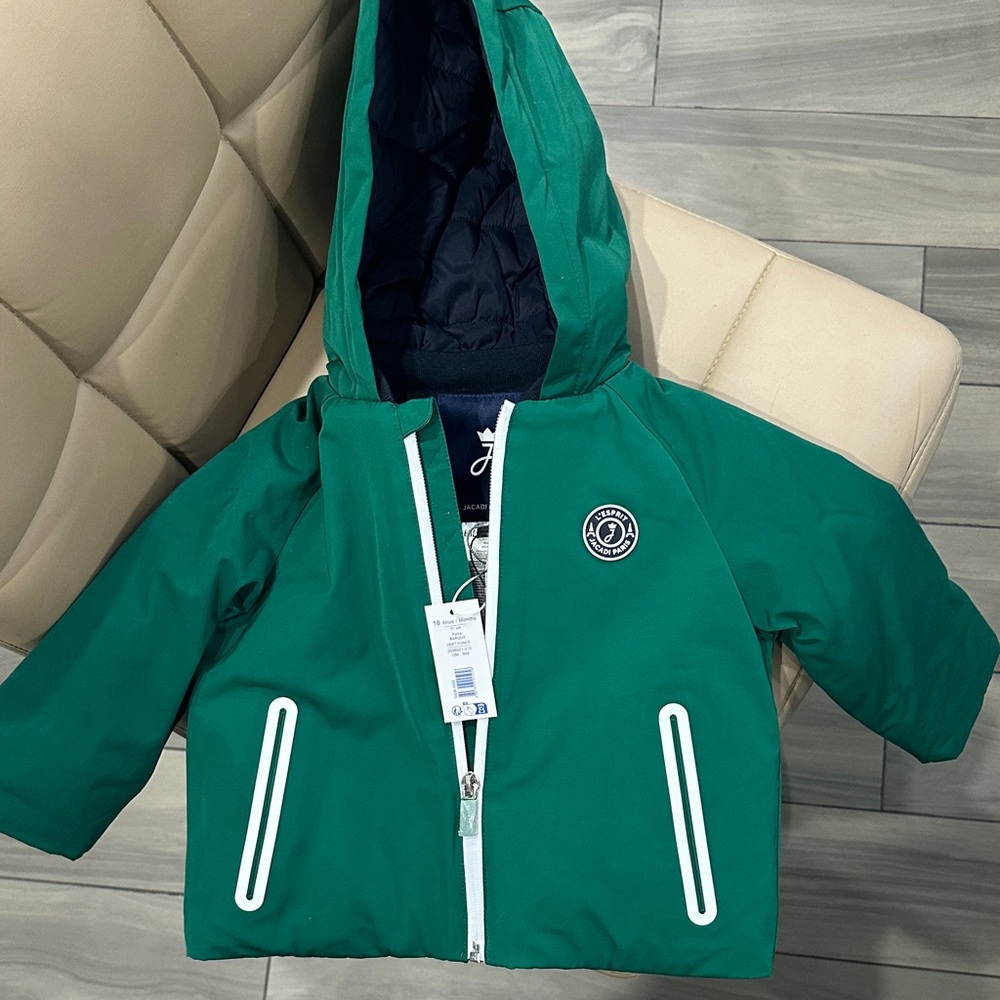 Jacadi Green Hooded Puffer Jacket for Kids